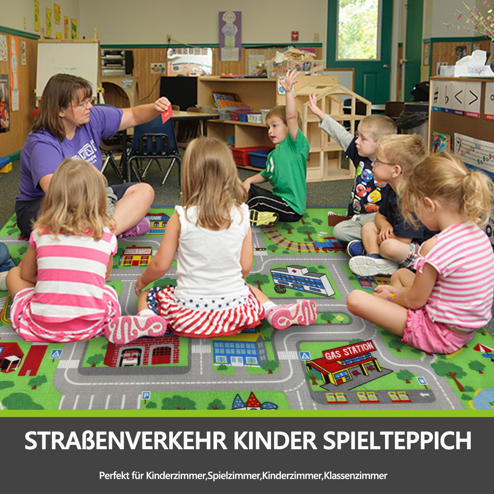 Capslpad Tappeto per bambini per sala giochi, giochi stradali