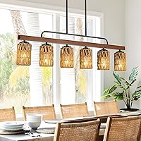 Vista 8 de Lámpara de comedor de granja sobre mesa, iluminación de isla de cocina de madera negra de 4 luces con vidrio blanco leche, lámparas colgantes