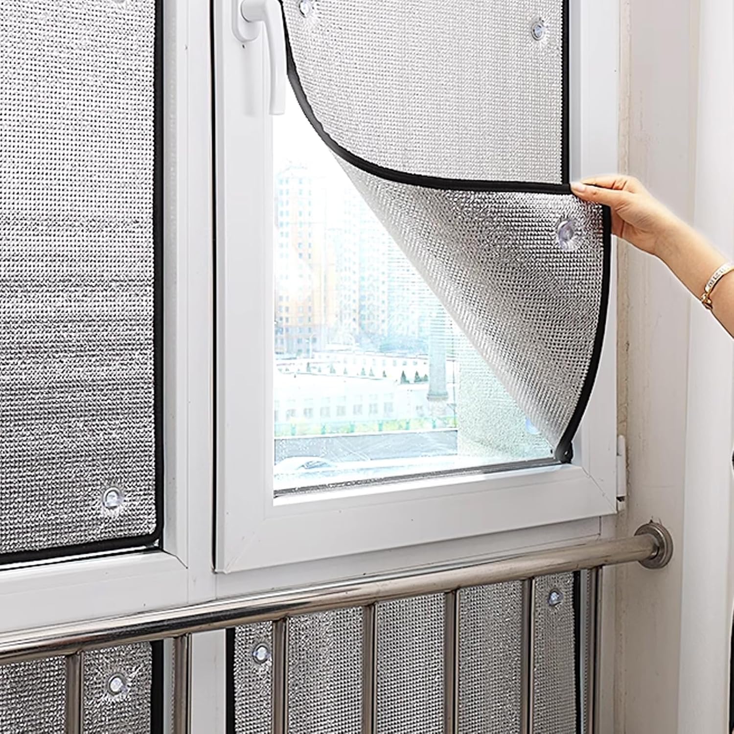 Heat Control Anti Uv Glass Film,Reflective Window Tint for Home and Office,Sun Blocking Blackout Glare Reduction Window Tinting Film,Aluminum Foil,Non Adhesive No Residue (39"x110")