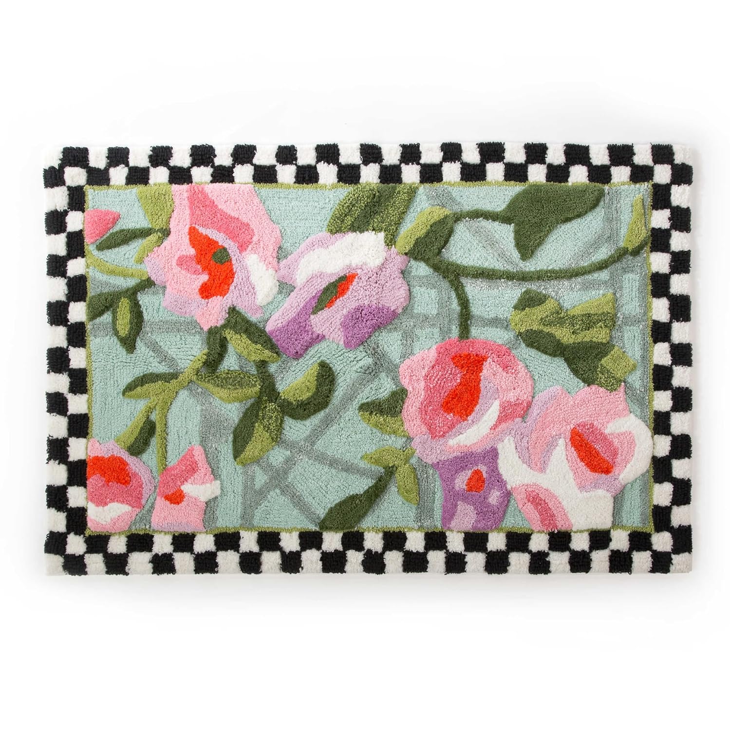 MACKENZIE-CHILDS Bath Rug Bath Mat for Bathroom Use Cotton Rug 24 H x 36 W Chelsea Garden