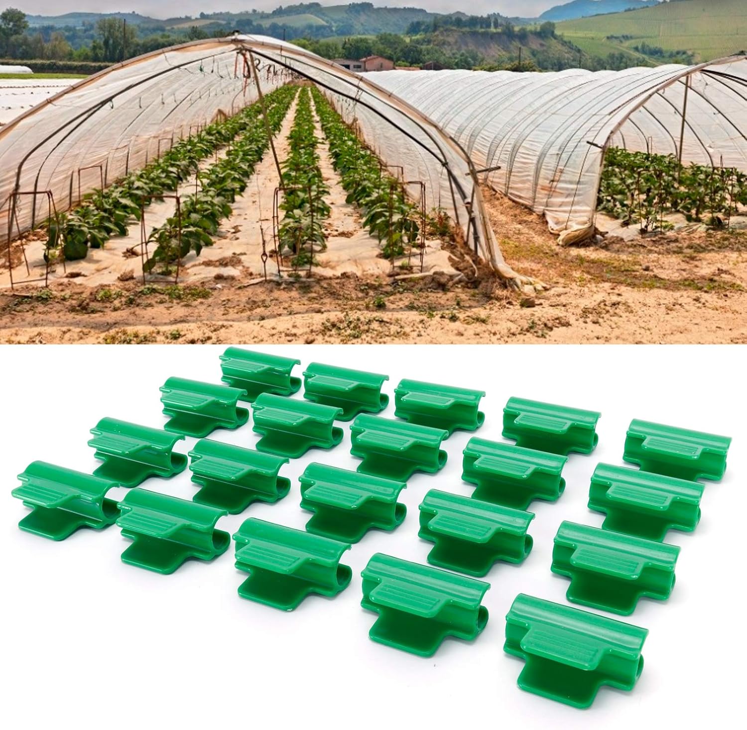 Abrazadera de cubierta de planta, 20 piezas de abrazaderas de película de plástico cubierta de planta de invernadero Clip de hebilla de película para plantas de película fija Tubo redondo de 20 mm