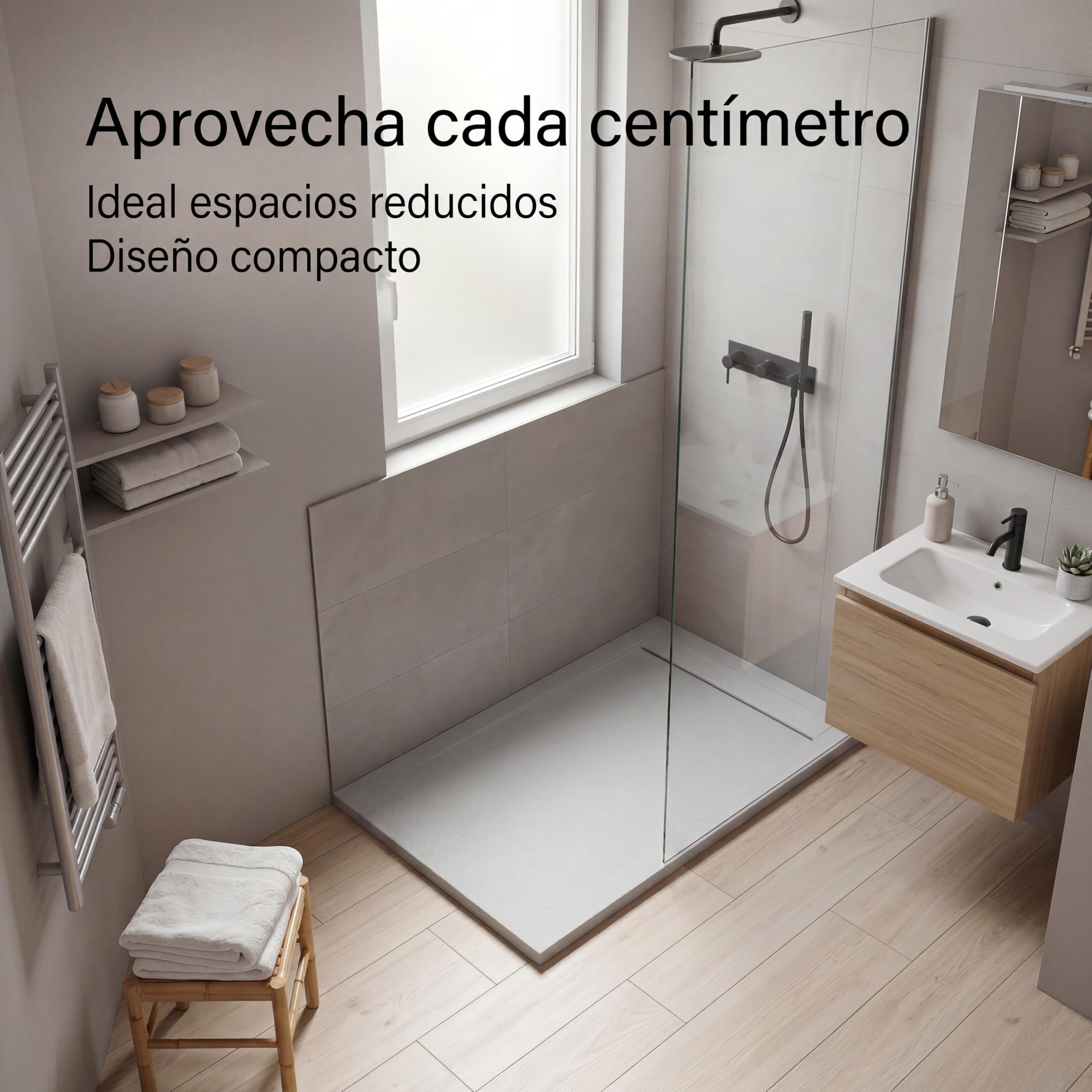Plato de Ducha Modelo Venecia - Plato Ducha Resina con Textura Pizarra - Disponible en Varios Colores y Medidas - Gris Claro (RAL 7035) 70x170 cm - Incluye Válvula Desagüe y Rejilla.