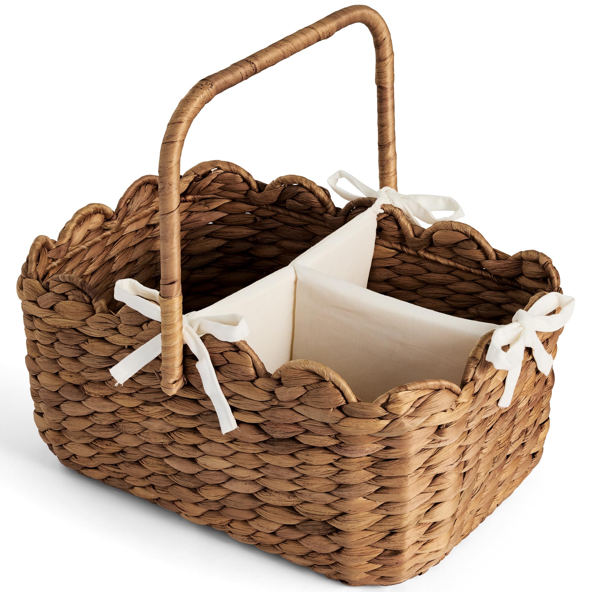 Best Choice Products Baby Diaper Caddy Organizer, Large Portable Handmade Nursery Basket w/Removable Divider & Handles, Handwoven Changing Table