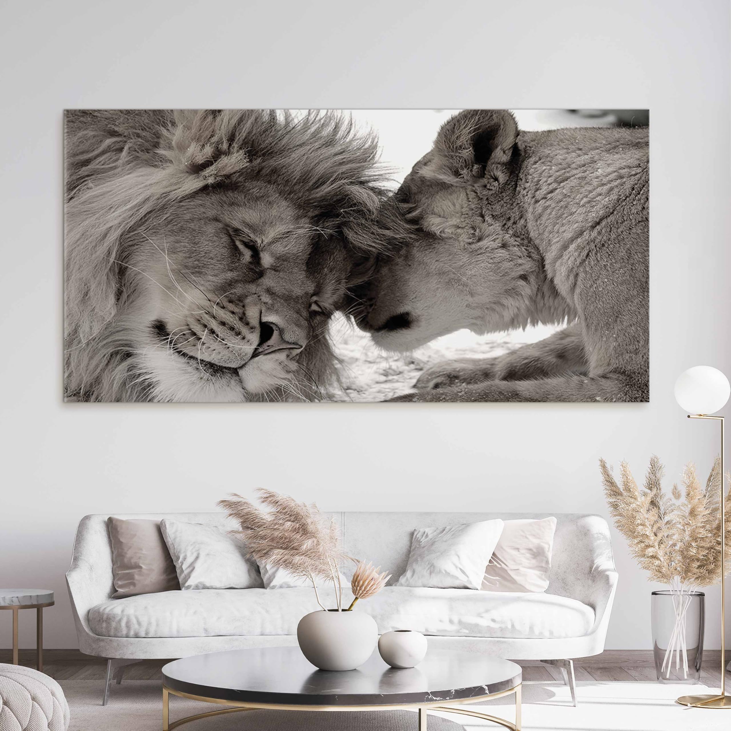 B&D XXL - Leinwandbild Liebe Afrika Tier, Schlafzimmer, Wohnzimmer, modern | Hochwertige Leinwand, sofort aufhängbar, ideal fürs Wohn- oder Schlafzimmer, wasserfest und lichtecht, langlebig, stilvoll