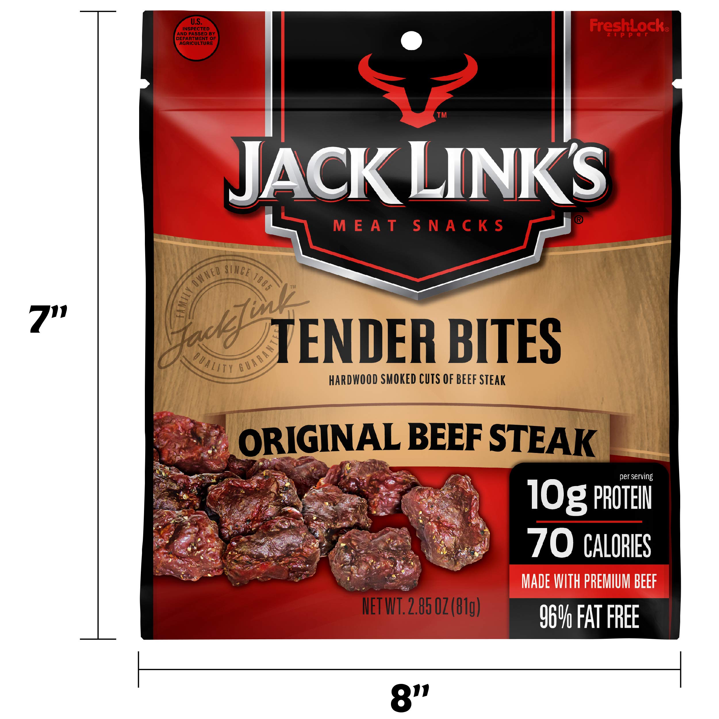 Jack Link's Tender Bites Bag, Original Beef Steak, 2.85 Ounce (Pack of 2)