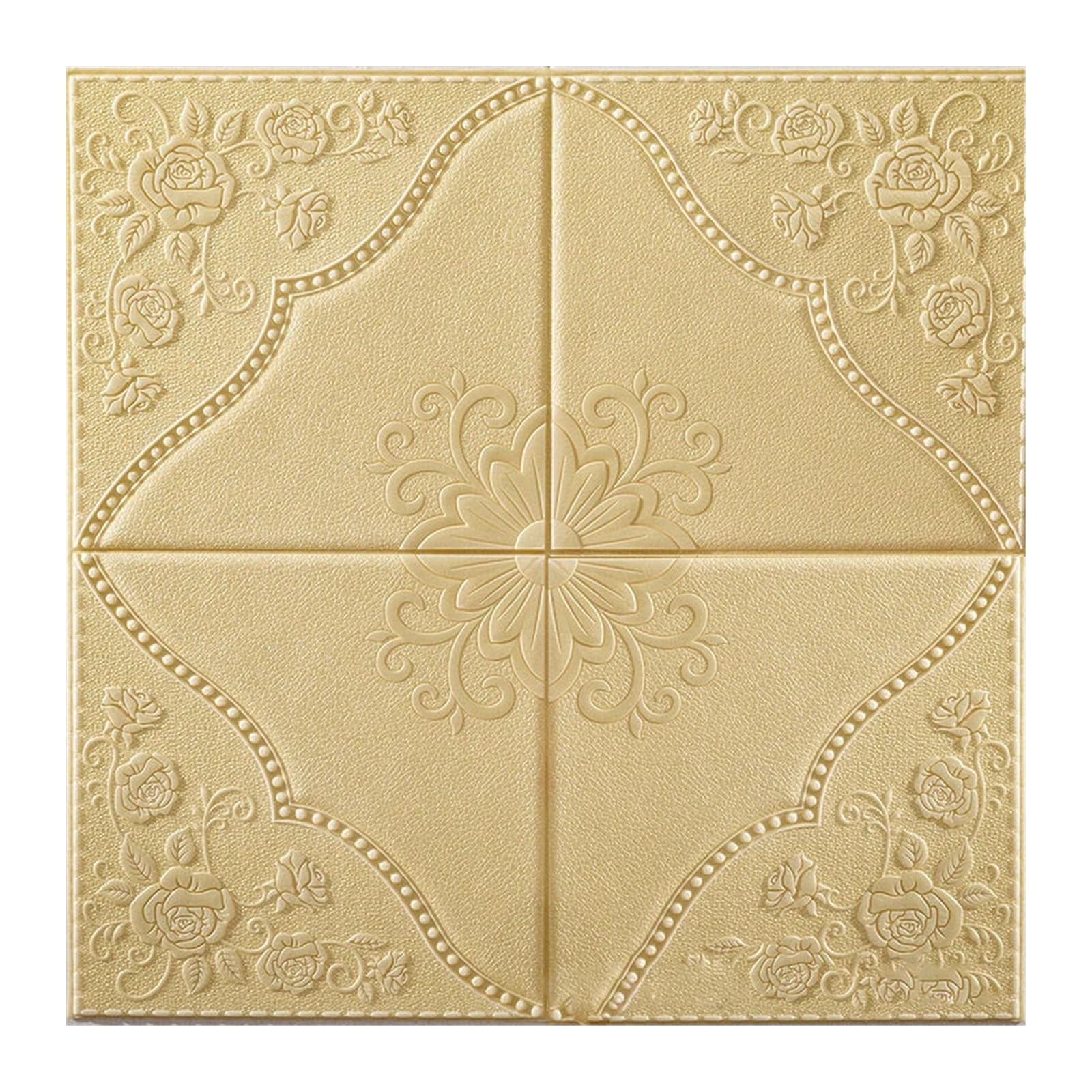 Paneles de Pared 3D,Ladrillo 3d Adhesivo Pared Papel tapiz de decoración techo, papel pared fondo impermeable tridimensional 3D autoadhesivo Uso apto para dormitorio(Yellow,10pcs 70cmX70cm)