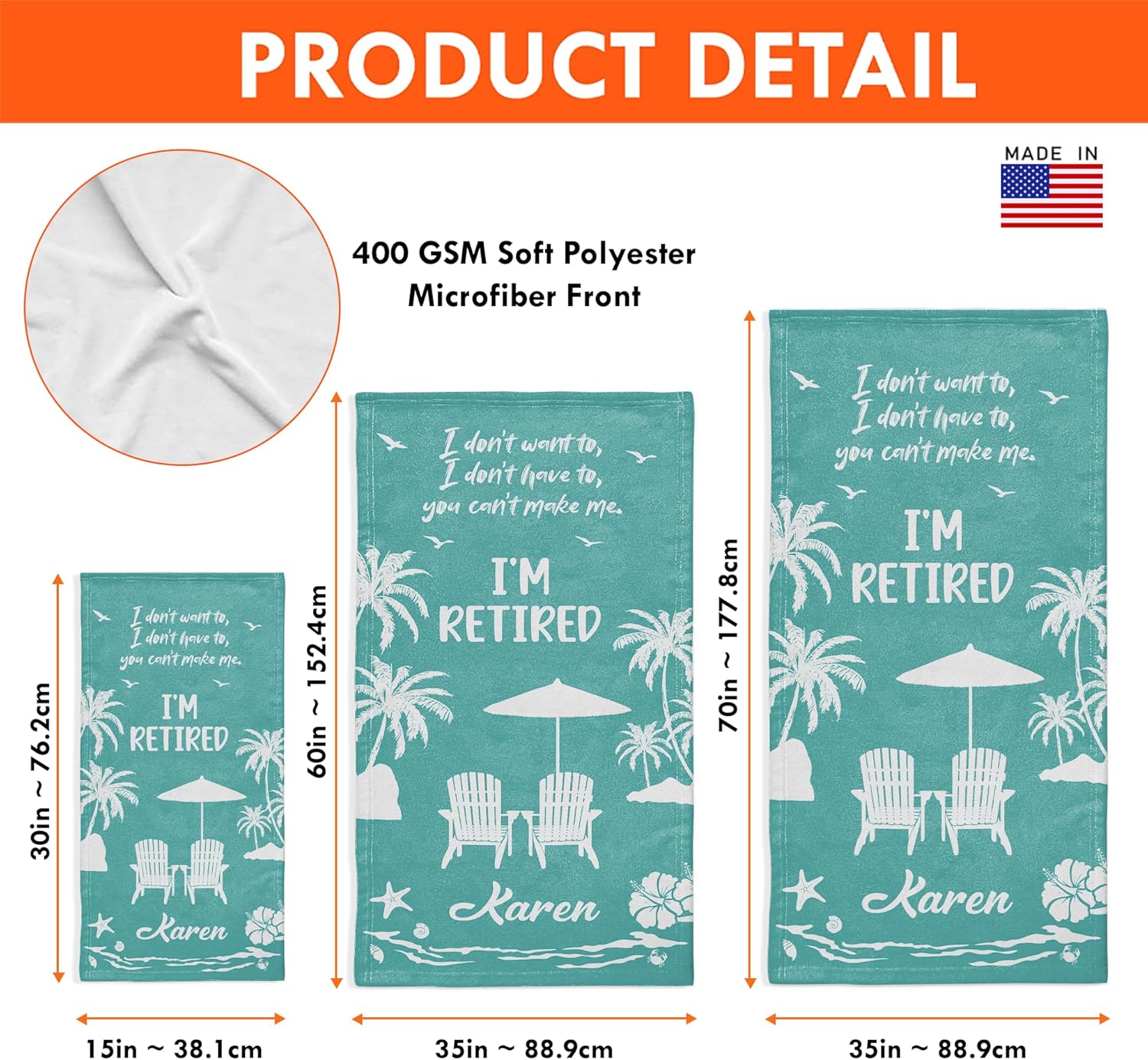 Personalized Retirement Beach Towel 2025, Custom Retirement Gift for Woman, Unique I'm Retired Beach Towel, Novelty Retired Gift for Coworker Friend Mom, Beach Lovers Presents