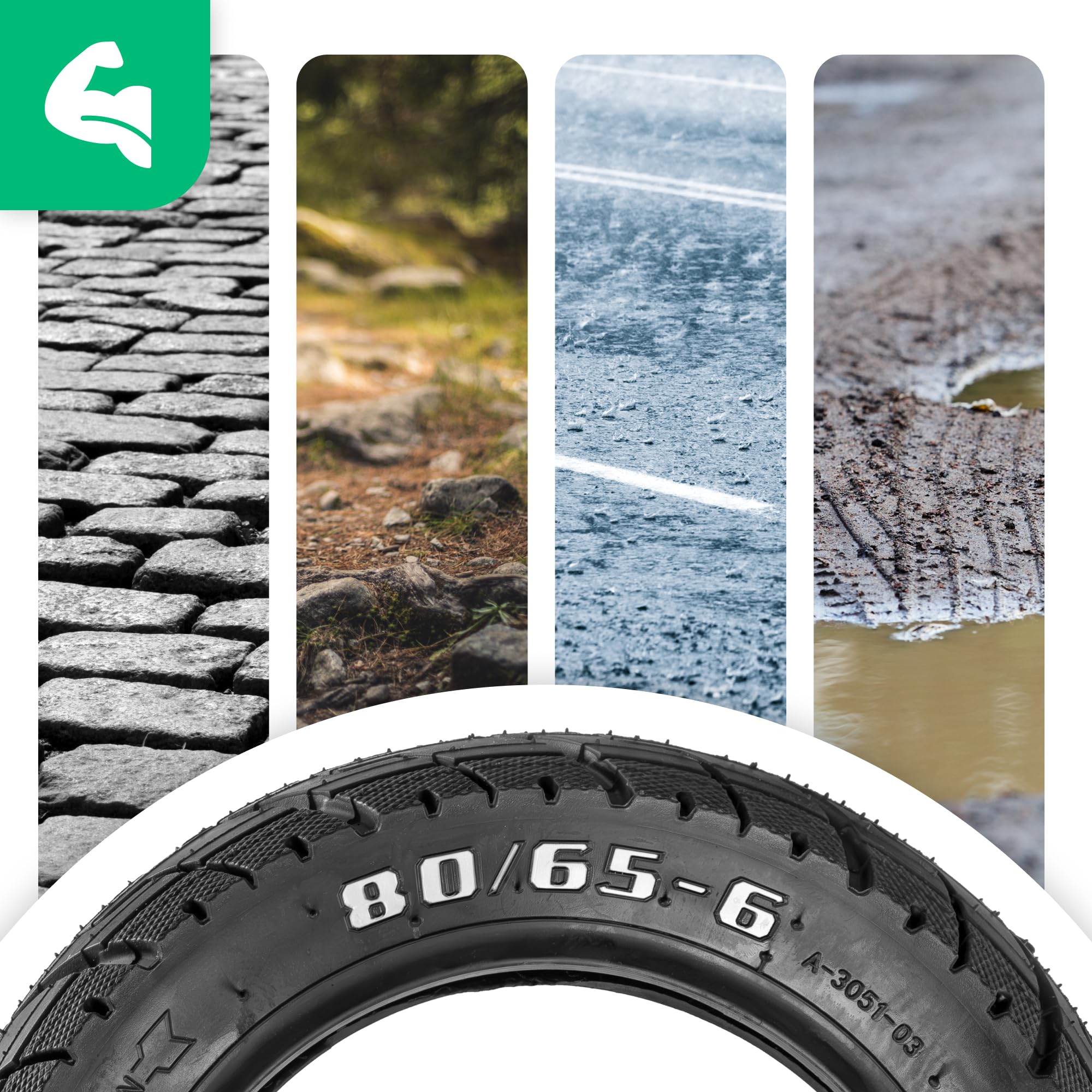 Neumático 80/65-6 (10x3) para Patinete Eléctrico, Compatible con Dualtron Victor, Zero 10x, Kaabo Mantis 10 (Pro)