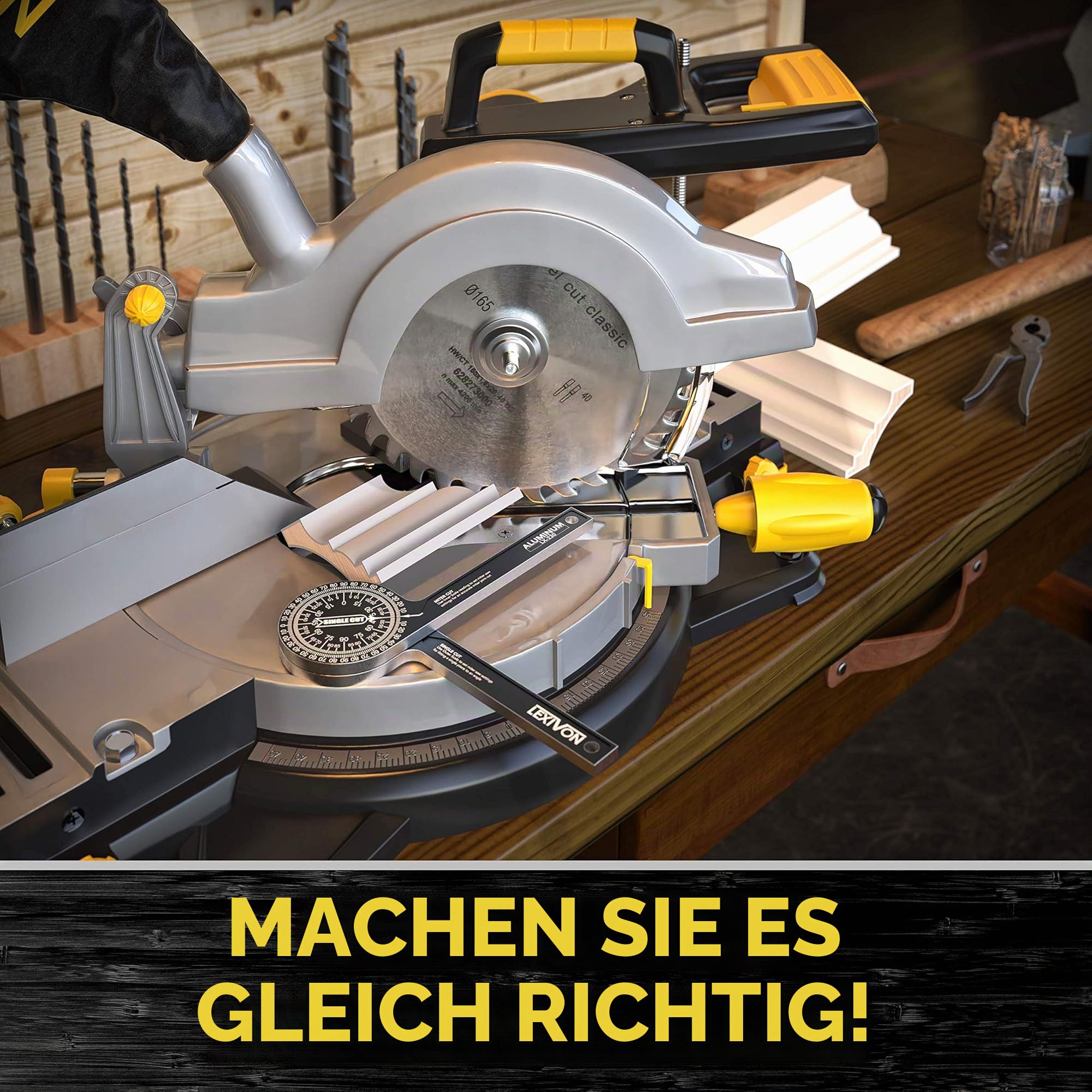 LEXIVON Winkelmesser, anschlagwinkel metall, schmiege Winkellineal, Winkel Finder für schule, Holzarbeiten, Heimarbeit, Handwerker 360° Mit leicht lesbaren, präzisionslasergravierten Skalen (LX-230)