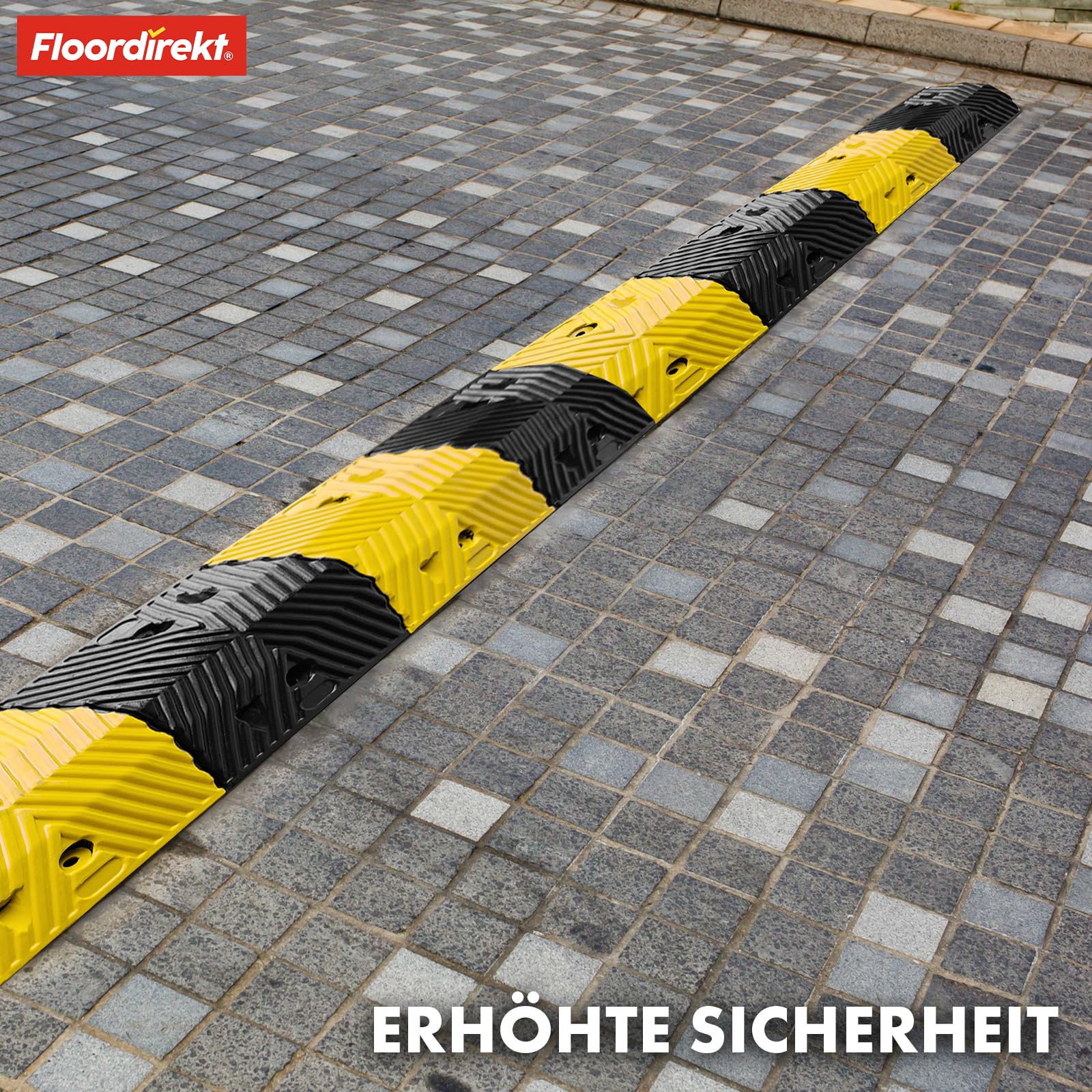 Floordirekt Kenya - Soglia da terra in gomma, di alta qualità, per limite di velocità, 100 x 35 x 5 cm, colore: Nero/Giallo