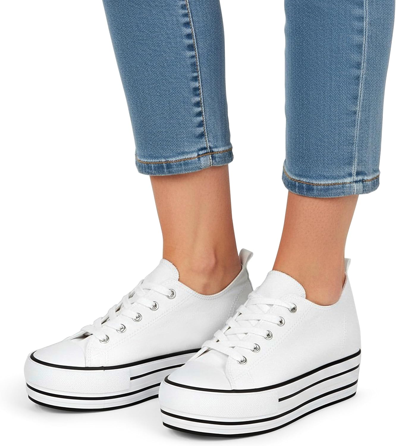 REFRASE LIFE Womens Platform Sneakers with Wedge 3 Inches Height Boost Hidden Heel Shoes, Casual Height Increase Walking Fashion Shoes for Women and Girls - Image 2