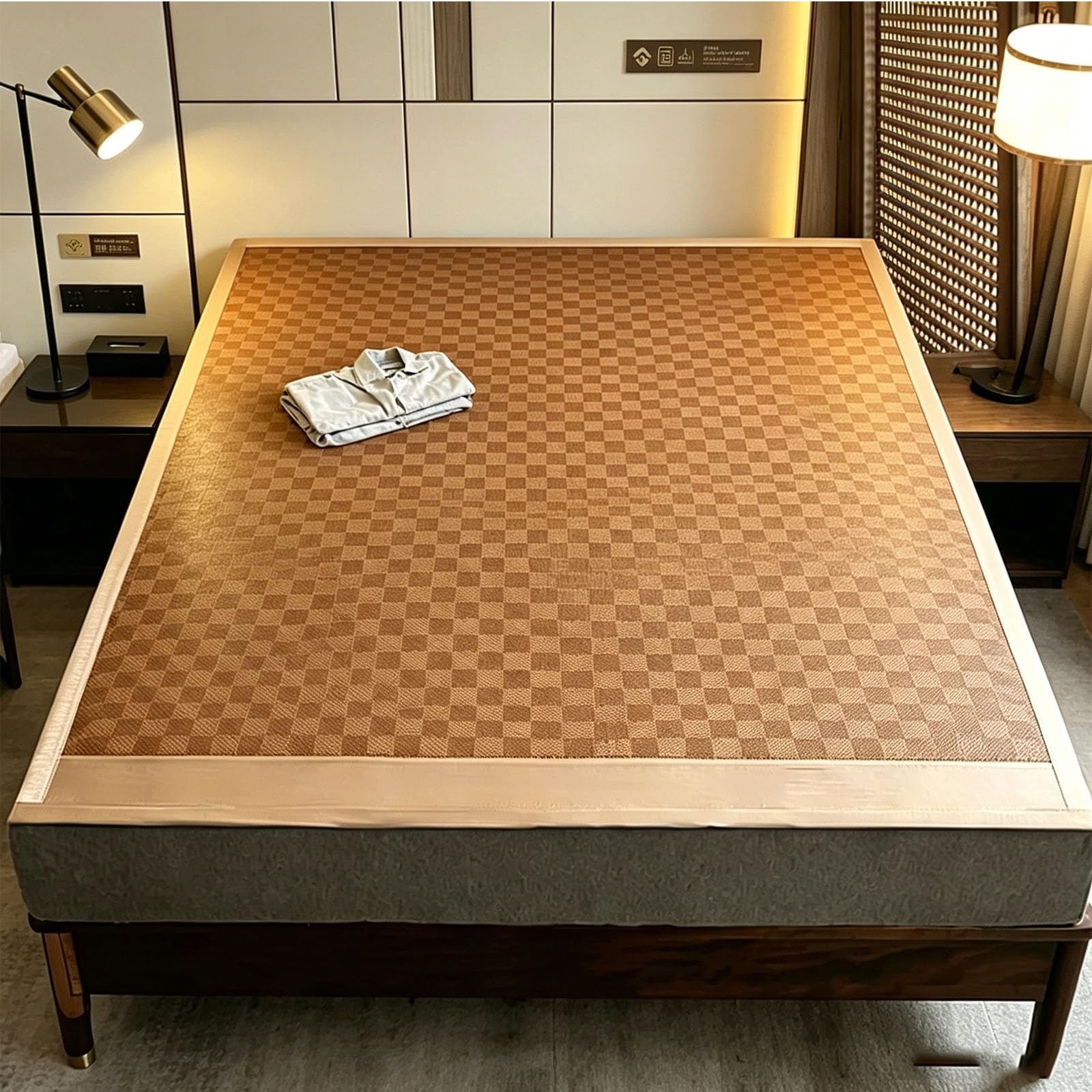 Summer Bamboo Sleeping mat, Cool Polyester fiber Rattan Woven Cooling Mat, Mattress Toppers for Bedroom, Living Room, Guest Room(B,200cm*220cm)