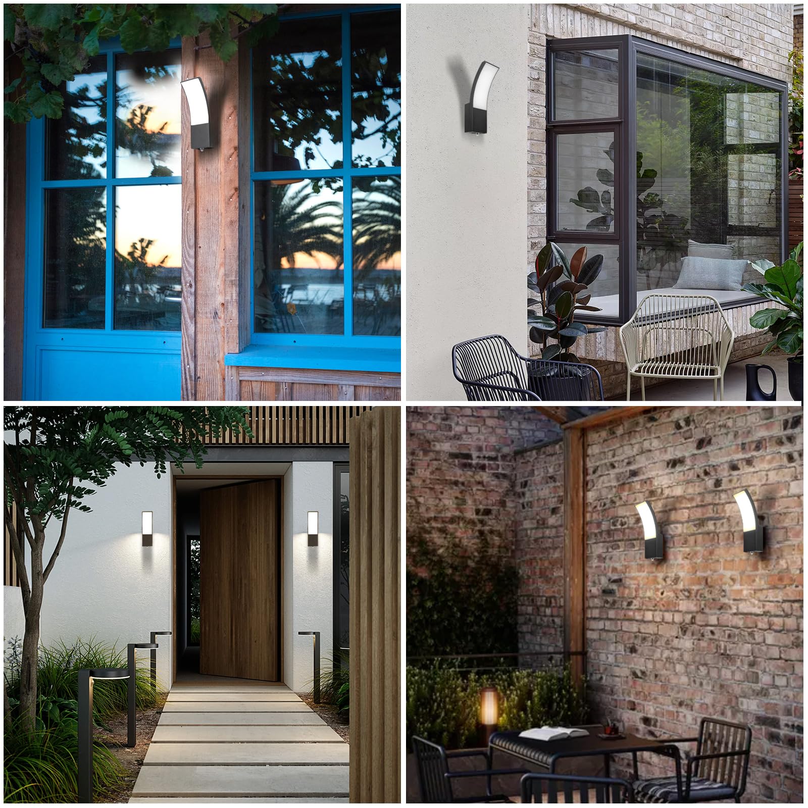 HLFVLITE Lampada Da Parete Esterna Con Sensore Crepuscolare, Ip54 9w Lampada Da Parete Per Interni Ed Esterni Per Patio, Terrazza, Corridoio, Garage E Portico, 1000 Lm, 3000K Luce Bianca Calda