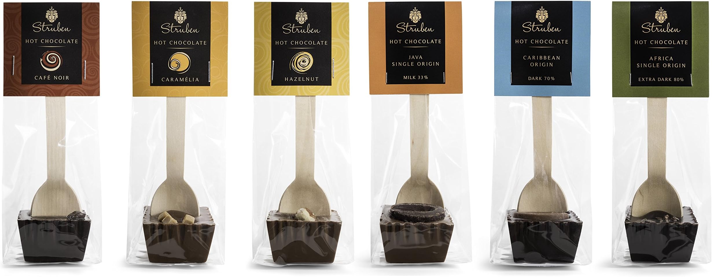 Artisan Hot Chocolate Spoons Collection | 6 Different Struben Chocolate Sticks á 50gr | a Luxury hot Chocolate Gift Set