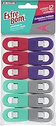 EsfreBom - Prendedor Plástico, Embalagem com 12 Unidades, Multicolor, Bettanin