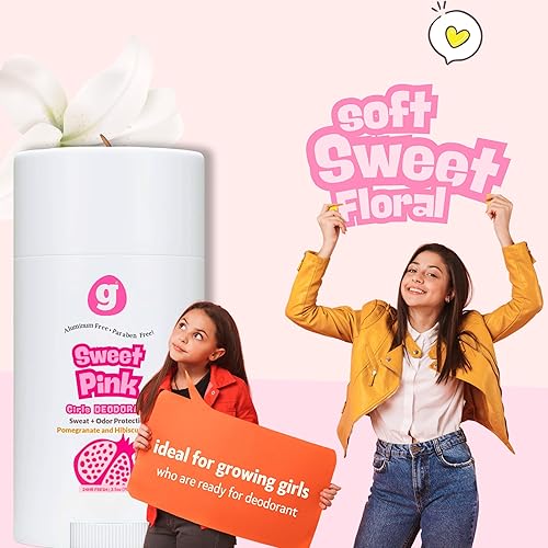 Miniatura 3 de Growing Basics Desodorante Sweet Pink para niños (niñas de 7 años), natural, no tóxico, sin aluminio, hipoalergénico, protección 24 horas, olor