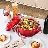 Vista 6 de P&P CHEF 6QT Enameled Dutch Oven, Cast Iron Dutch Oven Pot with Lid for Bread Baking, Enameled Casserole Pot for Roasting Braising Stewing Frying