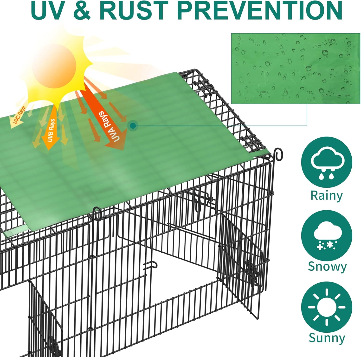 YITAHOME Metal Chicken Coop, Large Chicken Run Rabbit Enclosure Pen Pet Playpen with Waterproof Cover for Yard Backyard Farm Hen Rabbit Duck