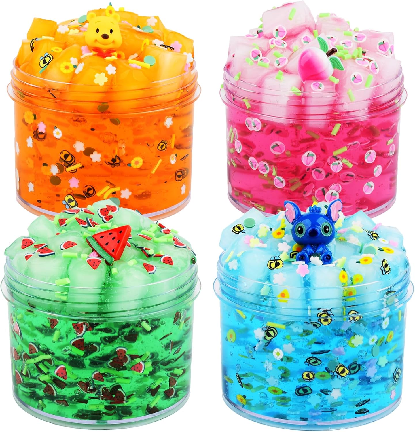4 Packs of Jelly Cube Crystal Slime Kit, preMade Crisp