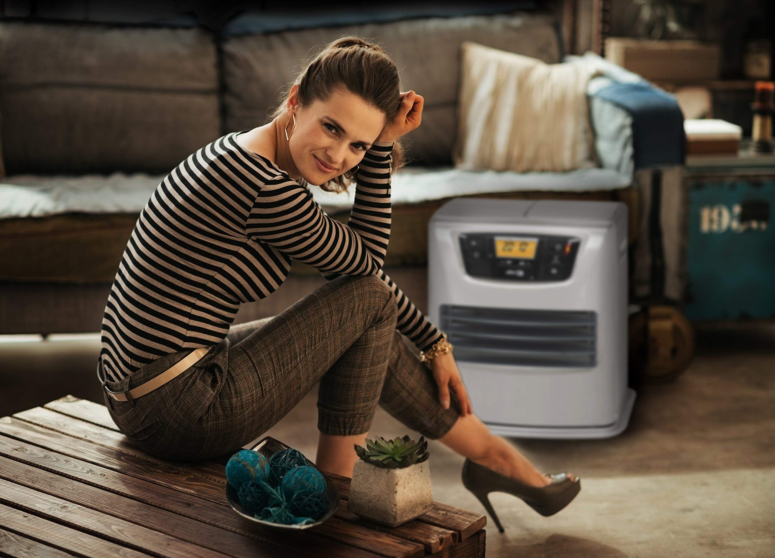 Zibro Lc 135 Stufa a Combustibile Elettronica, portatile, 3500 W, Argento, da 21m2 - 56m2, senza installazione, termostato regolazione settimanale, Classe di efficienza Energetica A (Ricondizionato)