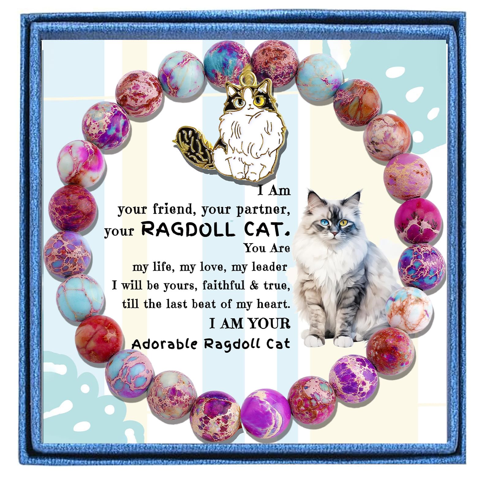 PARTNER Cute Ragdoll Cat 𝐁𝐫𝐚𝐜𝐞𝐥𝐞𝐭𝐬 𝐟𝐨𝐫 𝐖𝐨𝐦𝐞𝐧 Lovers Kitty Gifts for Women and Men Funny Ragdoll Cat Gifts Good Luck Charm Cat Themed