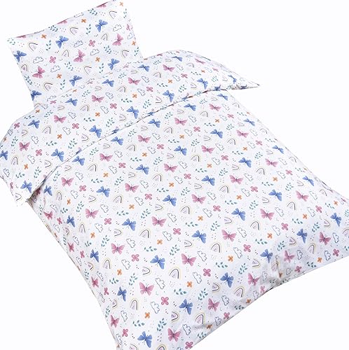 J-pinno Juego de funda de edredón + funda de almohada de dibujos animados para niños y niñas, cierre de cremallera, 100% algodón, para cuna,