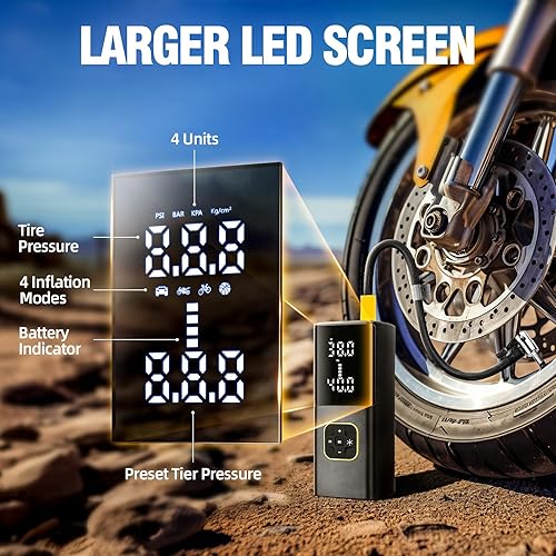 Miniatura 3 de Zune Lotoo Inflador de neumáticos recargable, compresor de aire portátil para neumáticos de automóvil, bomba de aire inalámbrica con batería de 150