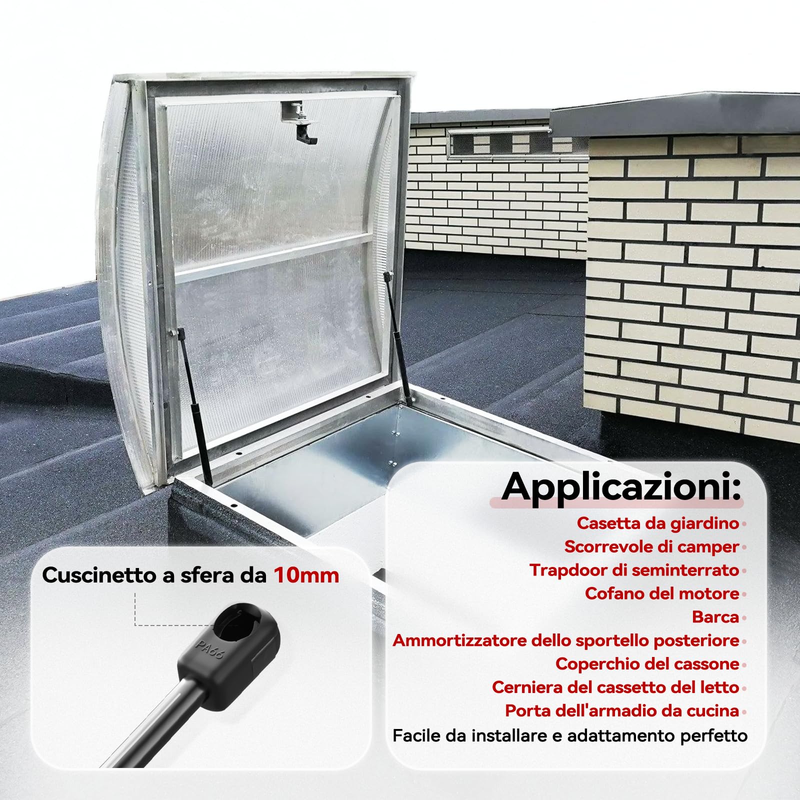 Vepagoo C1615049 C16-15049 25,4 cm 9,1 kg/89N Ammortizzatori a gas Supporti di sollevamento compatibili con camion Pickup Tool Box Coperchio RV Porta, Cabinet Lid Door, Set di 2