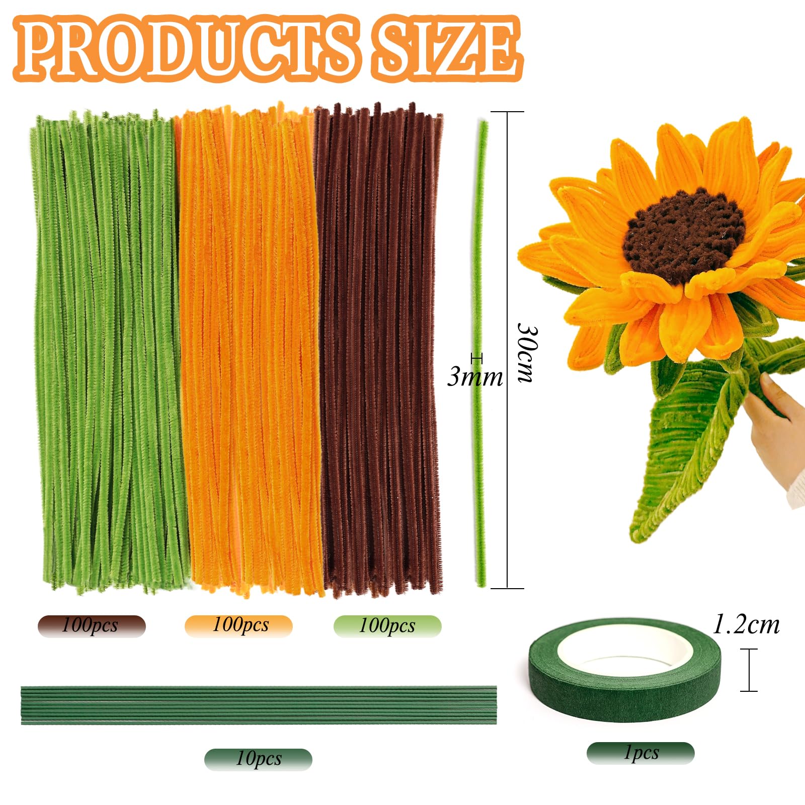 Kit Créatif 280 Cure-pipes - Pour Fabriquer Des Tournesols Et Autres Fleurs - DIY Adultes Et Ados - Inclus Tout Le Nécessaire