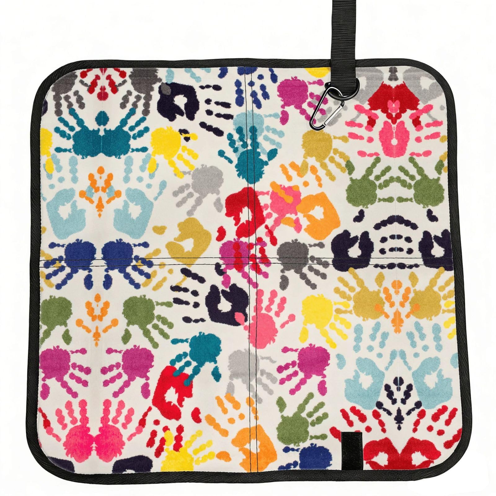 OKFSTY Hand Print Print Fold Away Seat Cushion Portable Outdoor Pad Polyester Bleacher Bench Mat Travel Picnic Pad