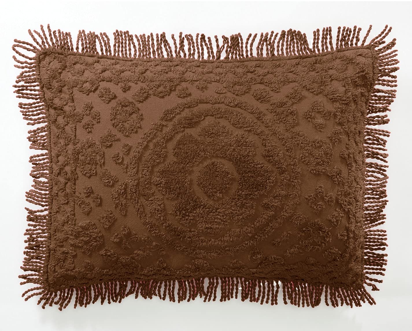 Montgomery Ward Bed Pillow Shams - 100% Cotton, Soft & Cozy Floral Design with Fringe, Tufted Decorative Pillow Cover, Pack of 1 Standard Size, Bedding (Chocolate, Standard 26