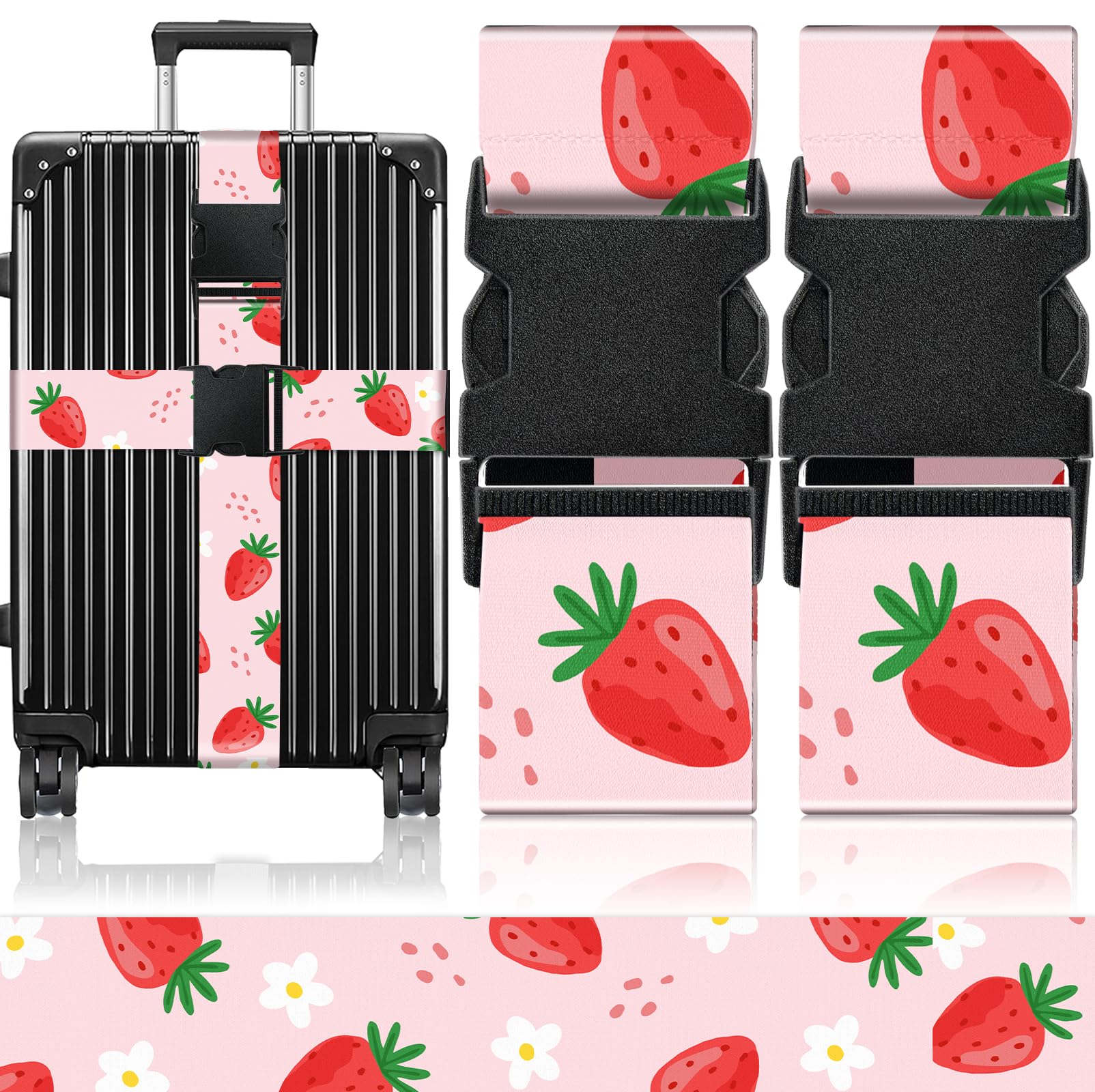 Slohif Luggage Straps for Suitcases Travel Belt Accessories Luggage Connector Identifiers 2 Pack Over Handle with Buckle Unique Nylon Adjustable Strap