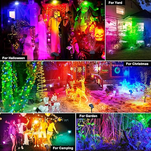 Miniatura 6 de Luces solares que cambian de color al aire libre, 59 luces LED RGB solares para exteriores con 9 modos de iluminación, encendidoapagado automático