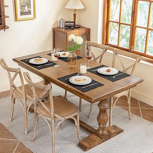 Miniatura 4 de Blue Forest Juego de 4 manteles individuales de lino sintético grueso de doble capa, resistentes al calor, lavables a máquina, sin arrugas, para