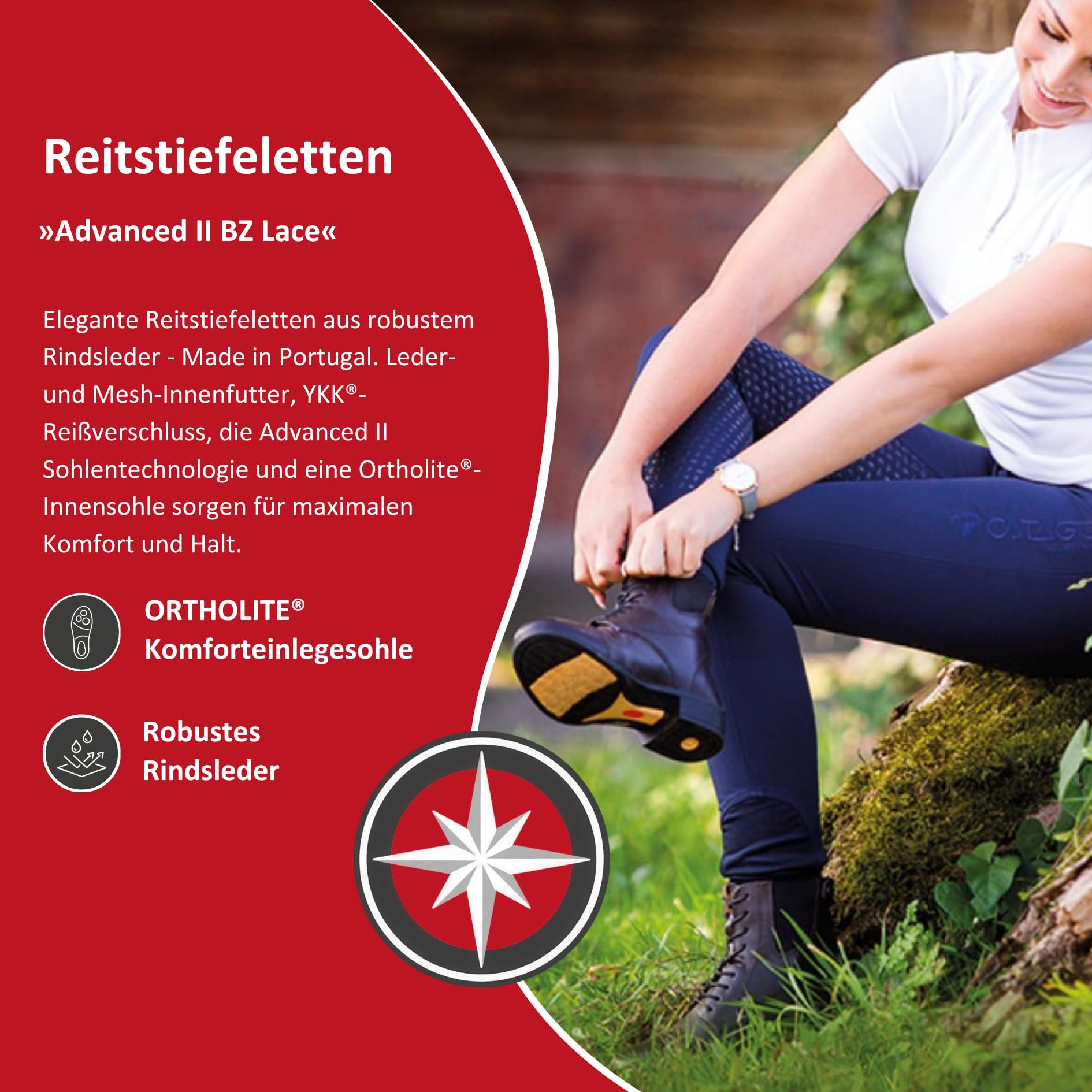 SUEDWIND FOOTWEAR Advanced II BZ Lace Reit-Stiefelette – Rindsleder Schlüpf-Schuh mit Schnürung, Reißverschluss hinten, OrthoLite-Sohle & Gummisohle – Boots – Schwarz – Gr. 35-46