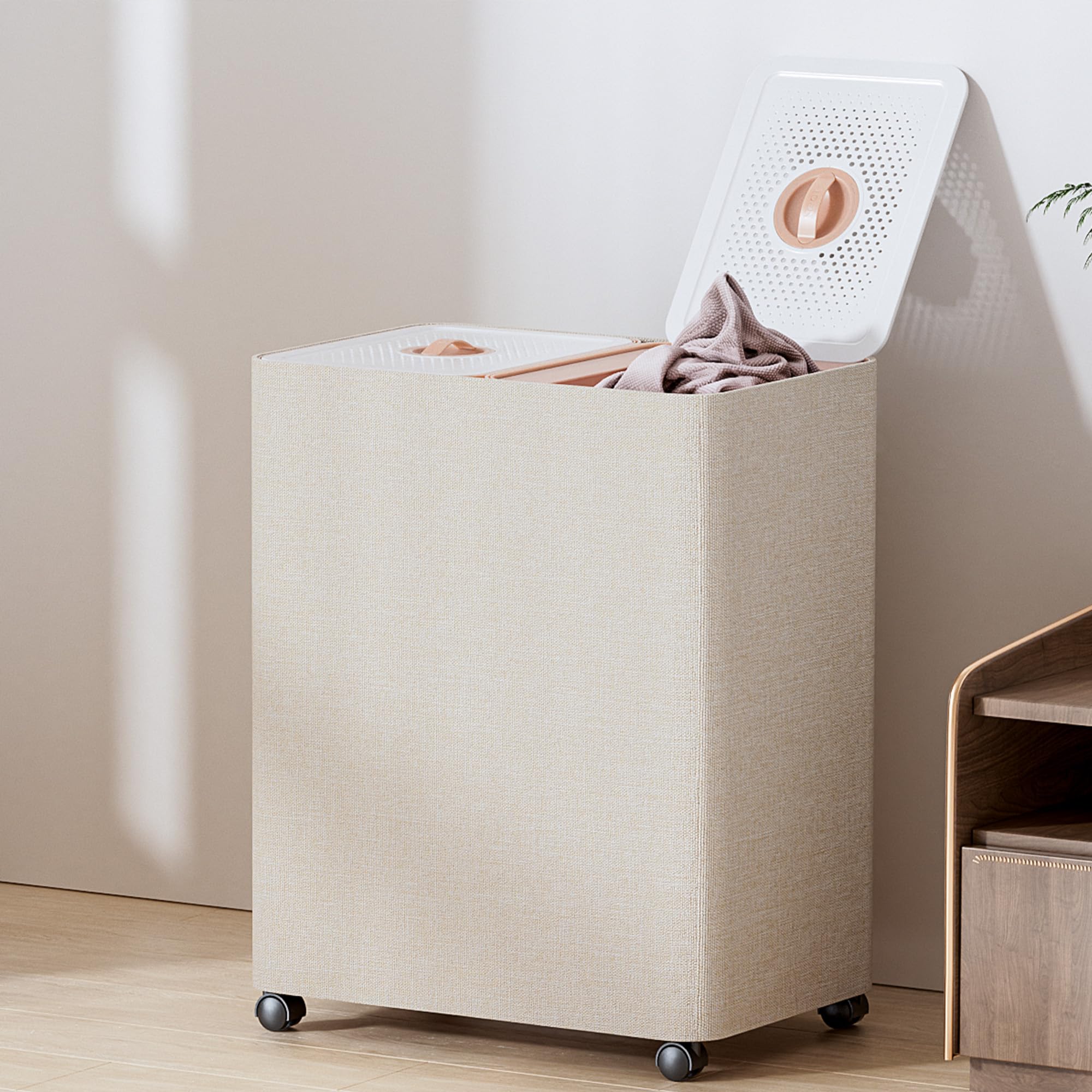 Photo 1 of **FOR PARTS/ MISSING ASSEMBLY PIECES*** LAMU Hamper With Lid, Clothes Hamper, Laundry Basket with Lid with Removable Liner Bags, Dirty Clothes Basket with Wheels, Stylish Dirty Laundry Organizer for Home, 100L