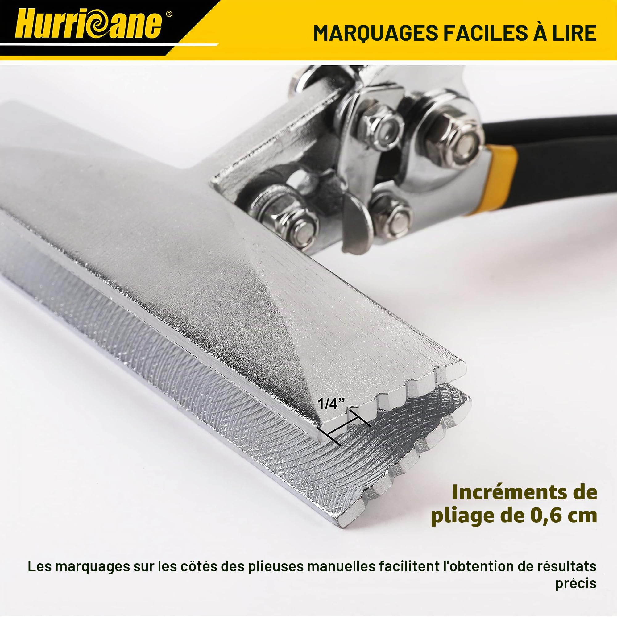 HURRICANE Pince à plier la tôle, 15 cm, mâchoires droites, pour aplatir et plier les métaux, poignée double couche rembourrée