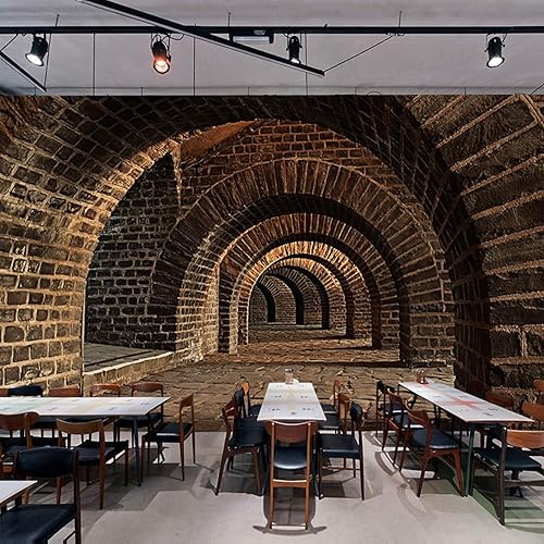 Mural de pared 3D creativo vintage, papel tapiz de túnel de pared de ladrillo, murales panorámicos extraíbles, adecuado para decoración del hogar,