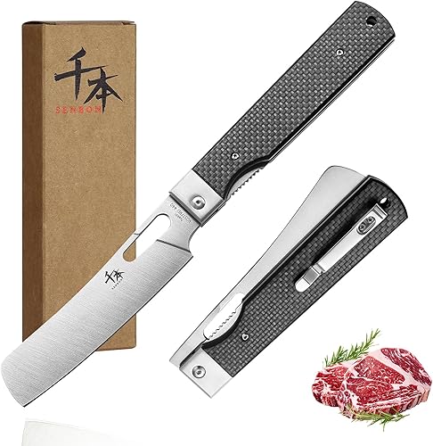Miniatura 1 de SENBON 440 Stainless Steel Sharp Pocket Folding Chef Knife Peeling Utility Knife Fruit Knife Carbon Fiber Handle Camping Barbecue Outdoor Kitchen