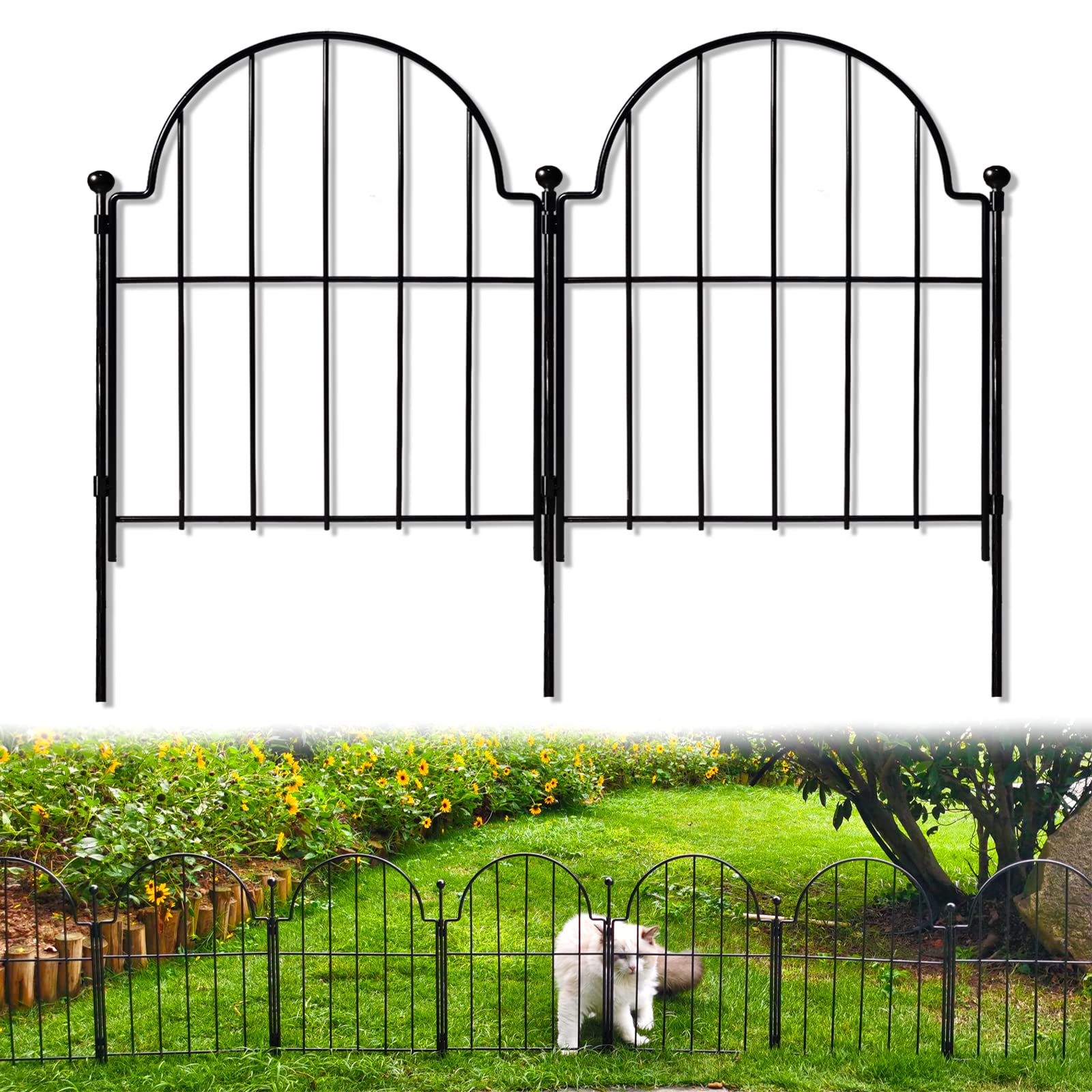 Decorative Garden Fence, 22 in(H) x 27.5 ft(L) Rustproof Metal No Dig Fence Garden Fence Border, Ground Stake Animal Barrier Fence for Rabbit Dog, Outdoor Decor for Yard & Patio, 25 Pack