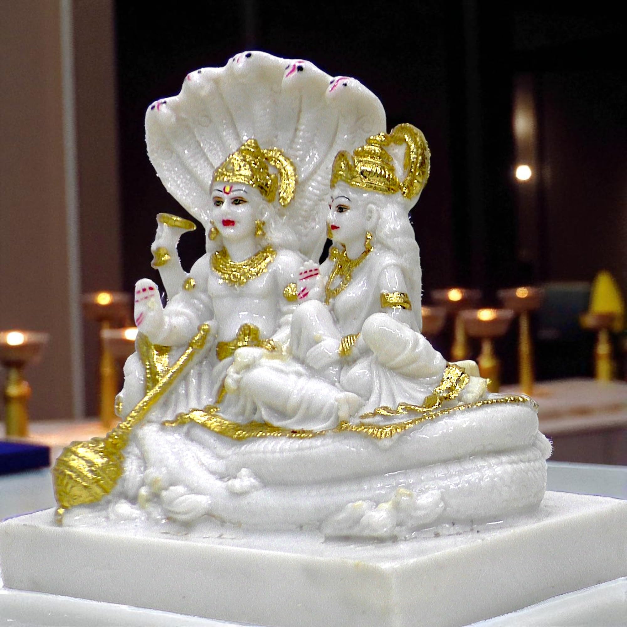 Buy Vishnu Laxmi Composite Marble Idol, Lakshmi Narayan Murti, 9