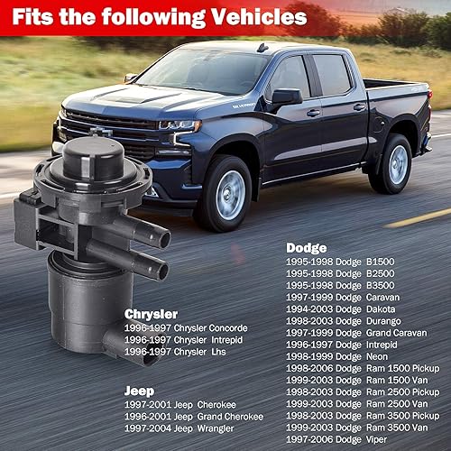 Miniatura 3 de CP415 Electroválvula de purga de bote de vapor para Jeep Wrangler 1997-2004 Jeep Cherokee 1996-2006 Dodge Ram 1500 2500 3500 Chrysler Plymouth