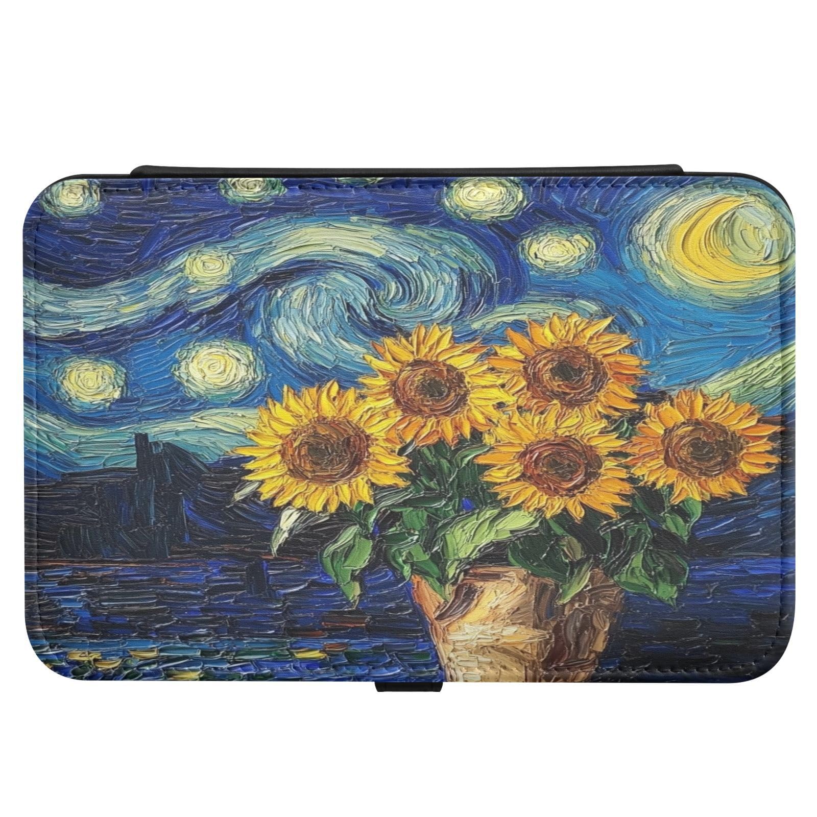 Haskirky Starry Sunflowers Jewelry Box Portable PU Leather Travel Jewelry Organize for Women Jewelry Storage Display Holder for Ring, Necklace, Earring