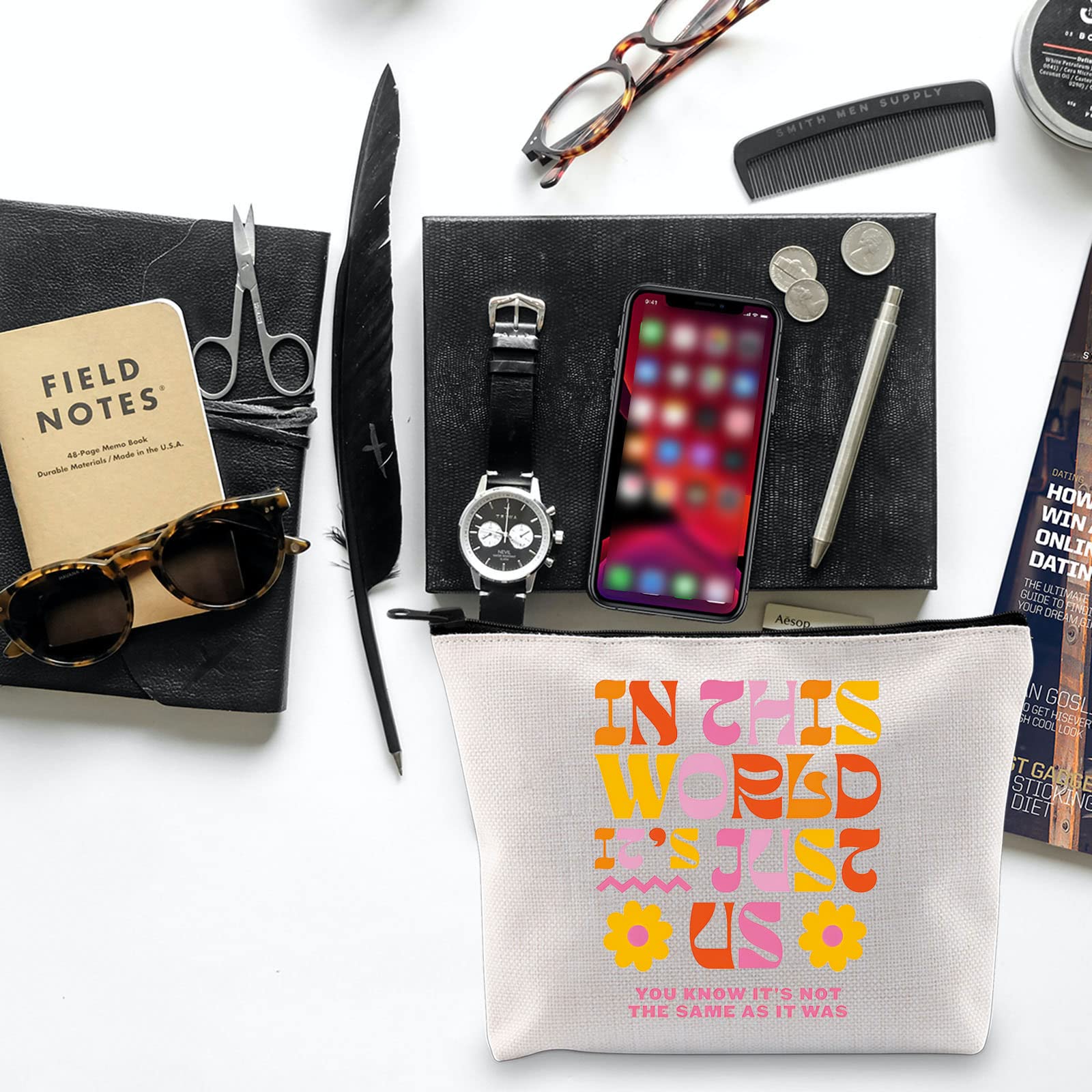 BLUPARK Make-up-Tasche, Sänger, Merch, Album, Geschenk, Sänger, Fan, Geschenk, Sänger, Fan, Geschenk, Sänger, Reißverschluss, Musikliebhaber, Geschenk, Cremeweiß, Just Us