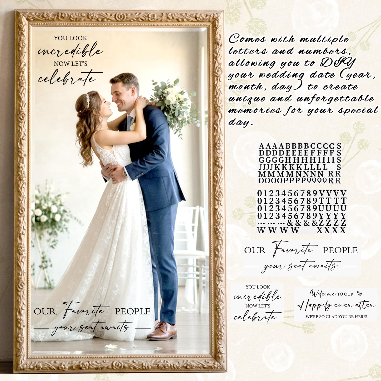 Amazon.com: MotiMind 4 Pcs Wedding Mirror Welcome Sign Decal