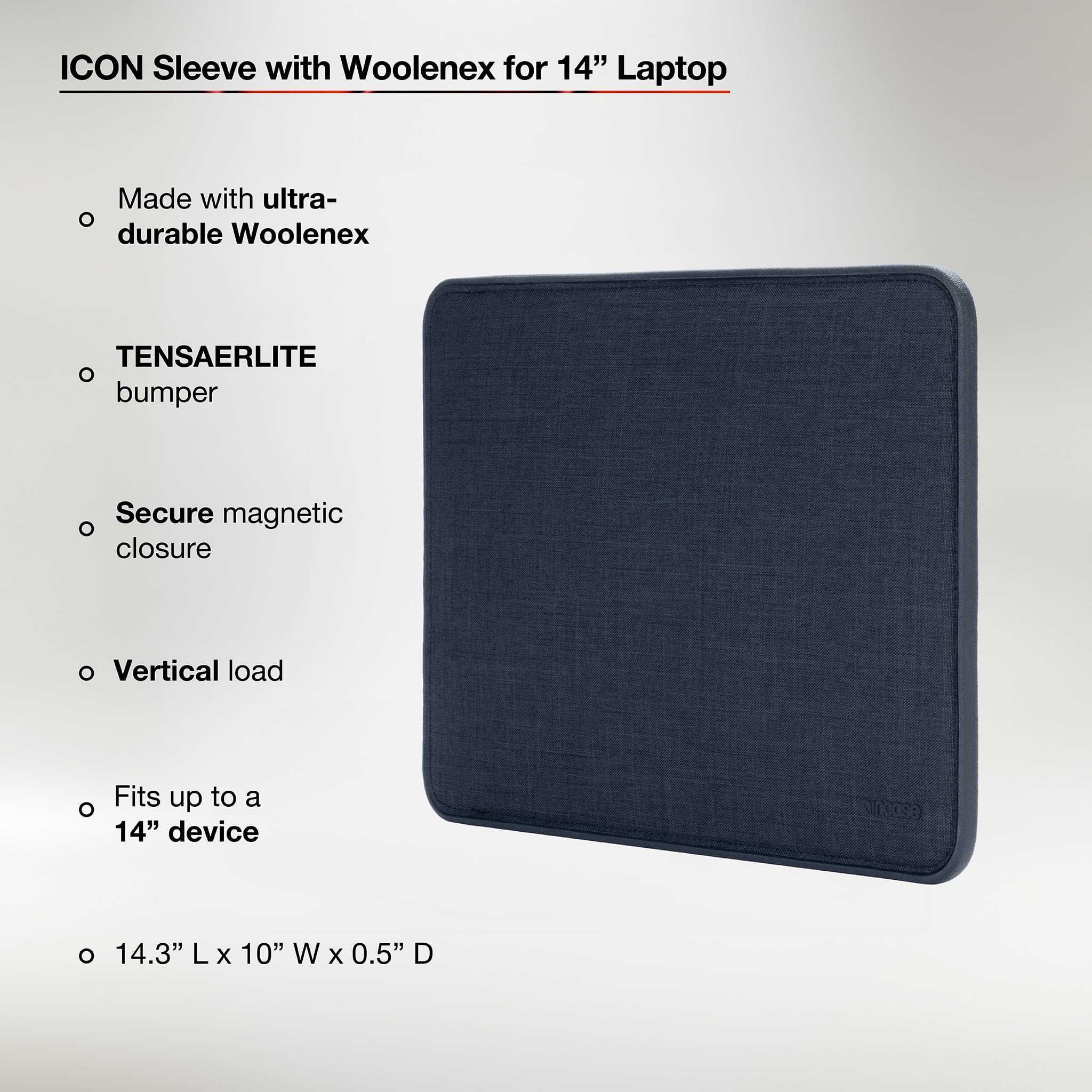 Incase ICON etui na laptopa 14 cali na MacBooka Pro – Woolenex – etui na laptopa – bezpieczne i trwałe, zapewniające maksymalną ochronę przed wstrząsami (37,5 x 25,6 x 2,2 cm) – Heather Navy