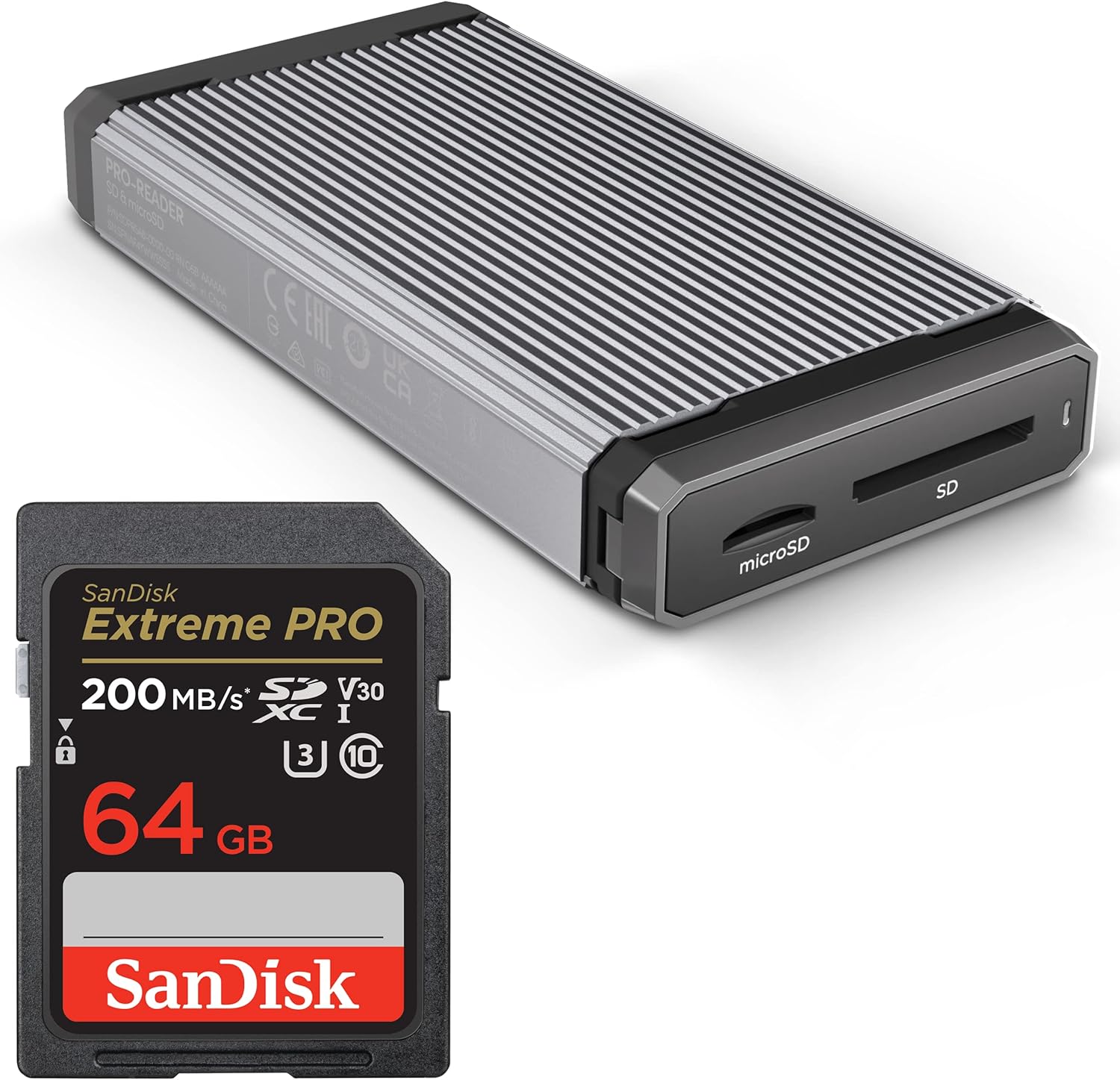 SanDisk 64GB Extreme PRO SDXC UHS-I Memory Card - Up to 200MB/s with SanDisk Professional PRO-Reader SD and microSD - High Performance Card Reader