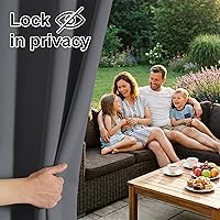 Vista 3 de RYB HOME Cortinas para exteriores para patio – 2 paneles cortinas para exteriores desmontables con parte superior adhesiva, impermeables, opacas