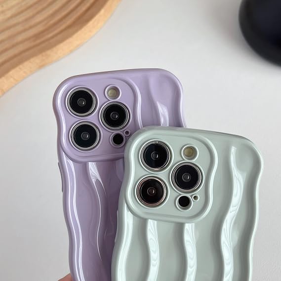 Caseative for iPhone 14 Pro Case, Taro Purple | Water Ripple Pattern Curly Wave Frame Soft