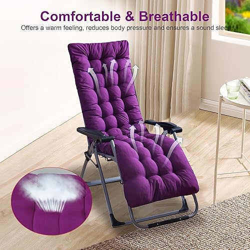 Vista 19 de Moclever Cojín para silla de gravedad cero de 67 x 22 x 4 pulgadas, cojín reclinable grueso para interiores y exteriores, cojín suave para tumbona